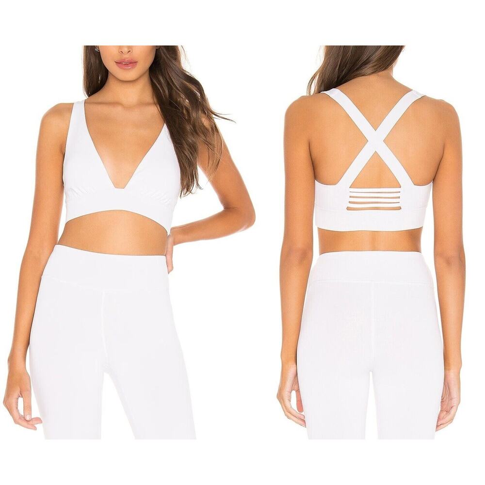LoveWave Revolve Size Med White Claire Sports Bra Padded Strappy Crossback NWT
